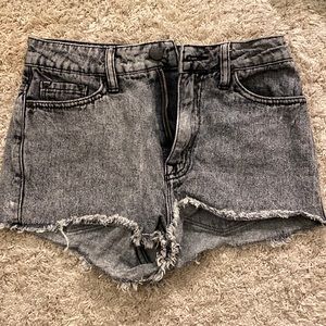 Black acid wash BDG jean shorts